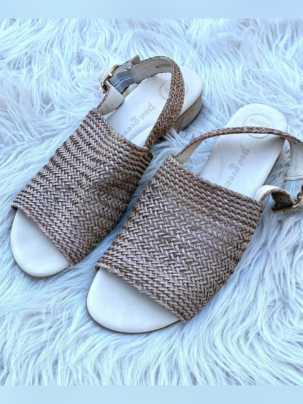 Paul Green NWOT Helena Woven Slingback Low Heel Sandals Sz 10 - Picture 3 of 9